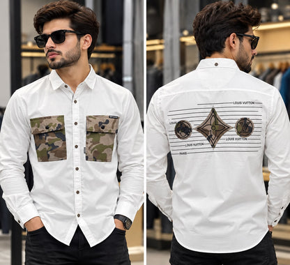 Double Pocket Designer Shirt - Full Sleeve Cotton