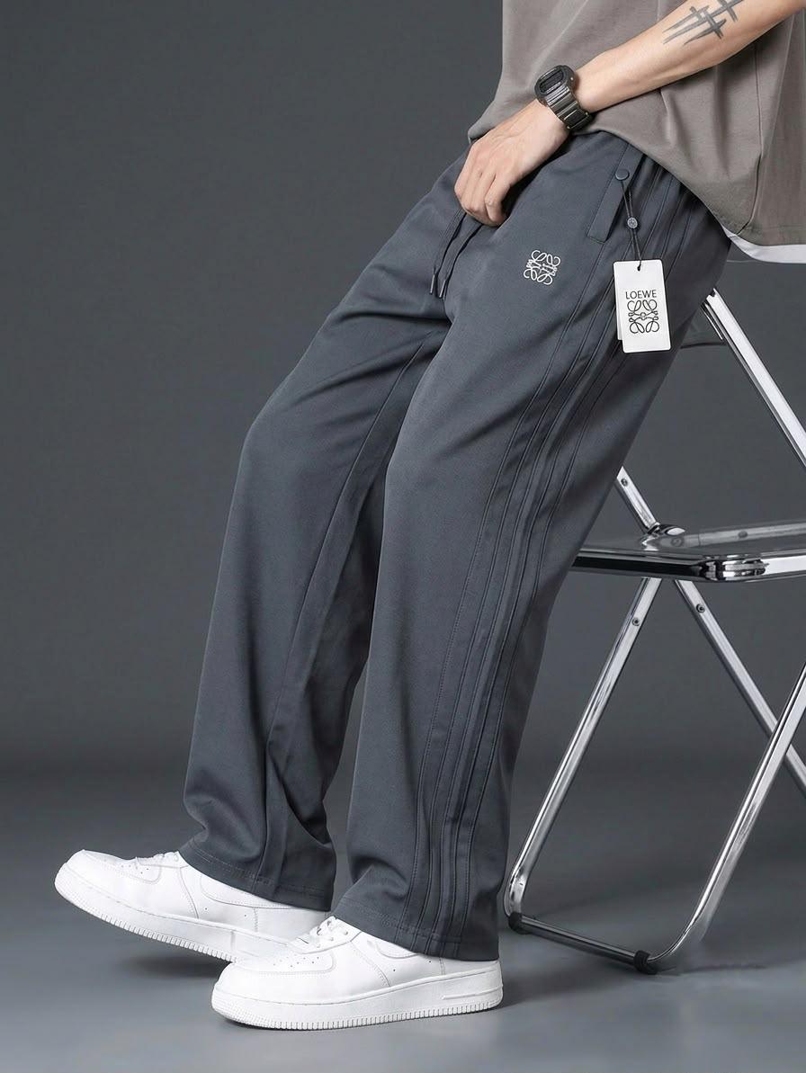 LEOWE  Anagram Embroidered Drawstring Pants- Premium Casual Trousers
