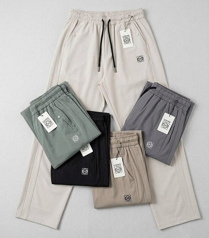 LEOWE  Anagram Embroidered Drawstring Pants- Premium Casual Trousers