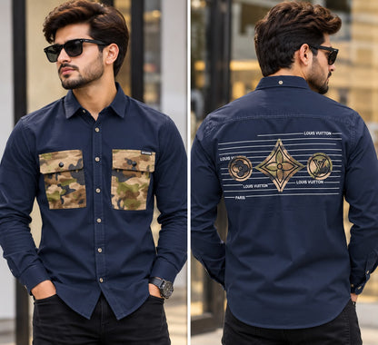 Double Pocket Designer Shirt - Full Sleeve Cotton